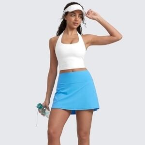 High Waisted Tennis Skirts Mini Golf Casual Skirt with Pocket Blue